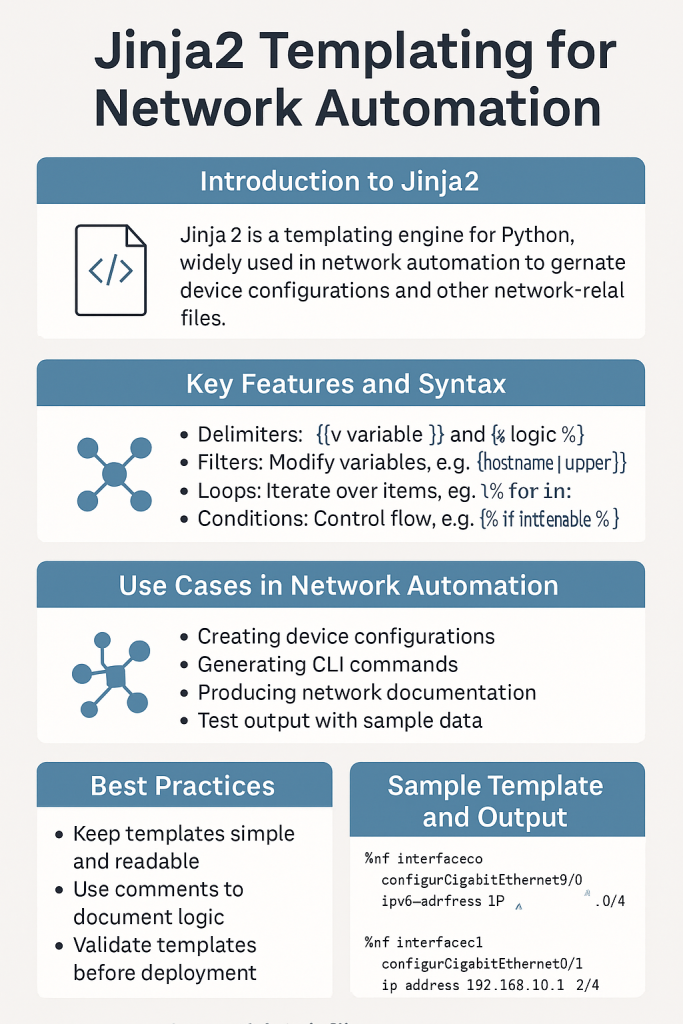 infographic showing jinja2 templates for ansible network automation