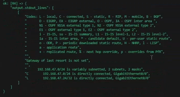 image output using ansible automation to displaystatic routes