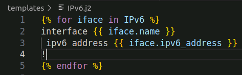 image showing the jinja2 template that will assist adding ipv6 addresses with ansible