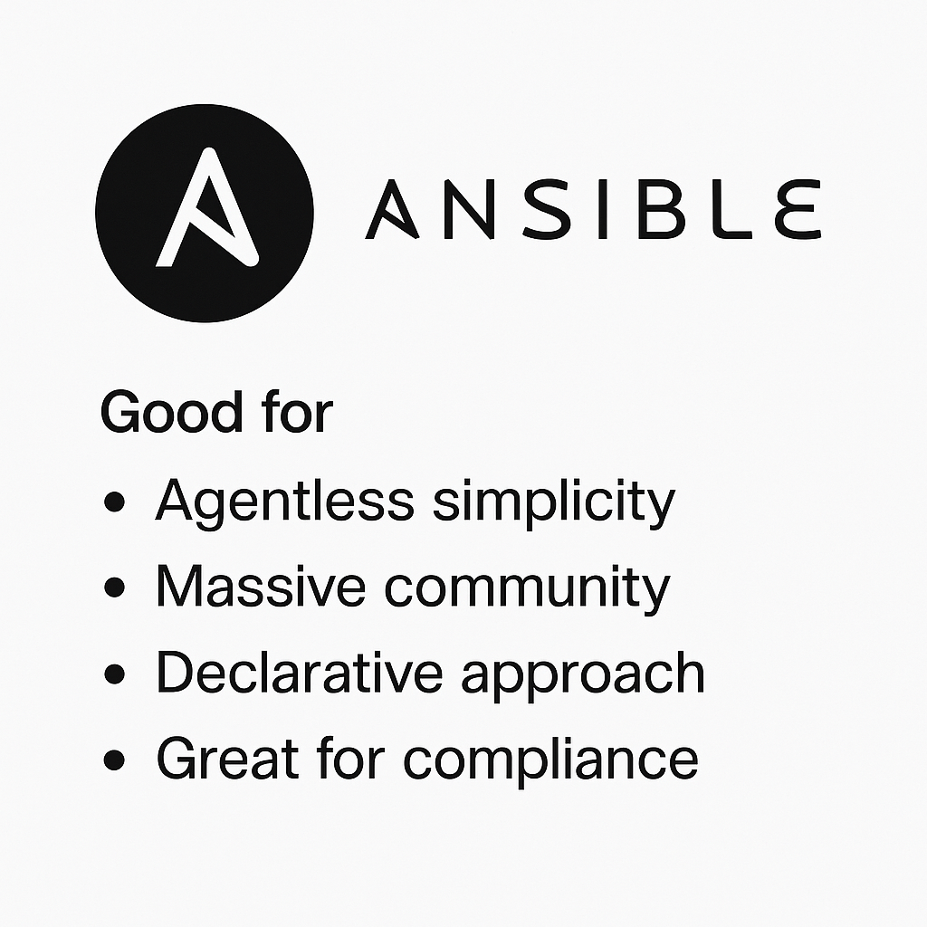 image of ansible showing the 4 things it does well