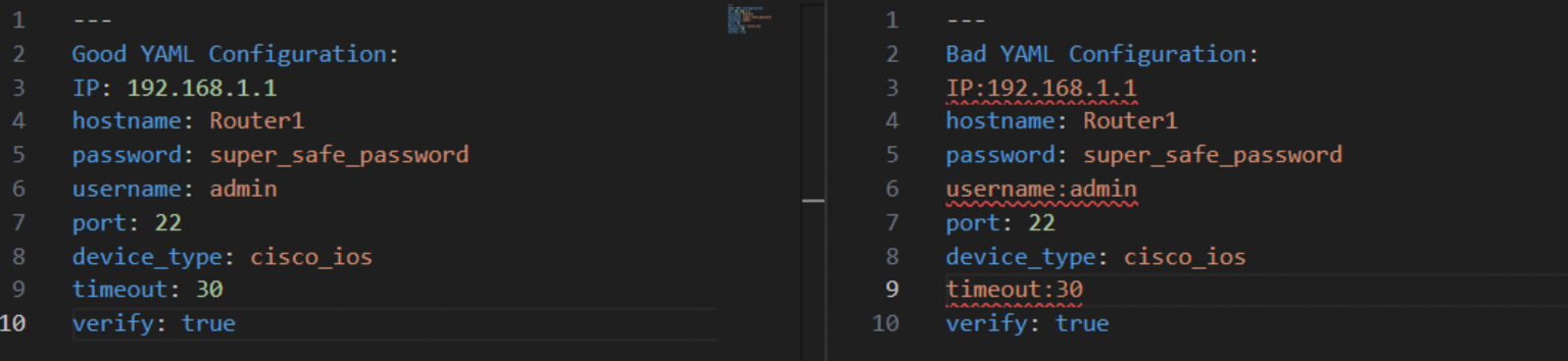 image showing incorrect yaml indentation  whyich is important to creating a pyats testbed file