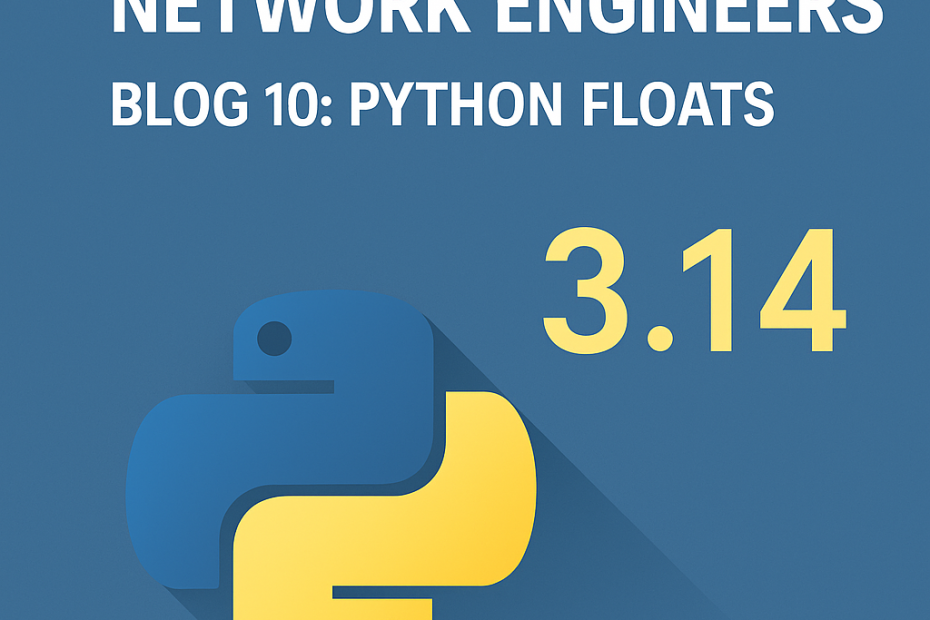 main blog post image for my blog: Python for Network Engineers Blog 10: python floats showing what a float is alongside the python logo