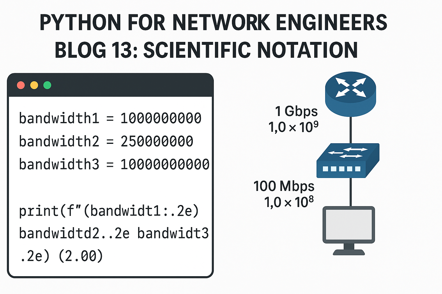main blog post image for the python Scientific Notation post showing different bandwidths in notation